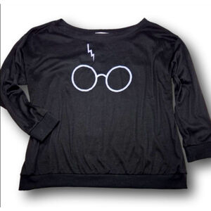 Women's Aibrou Black Long Sleeve Harry Potter Graphic Tee